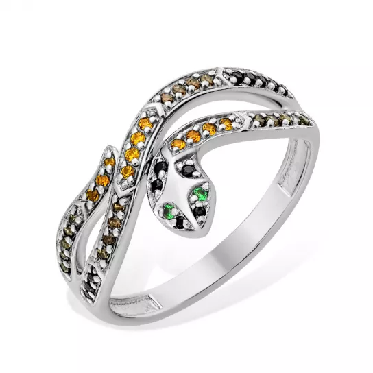 Кольцо с фианитом из серебра