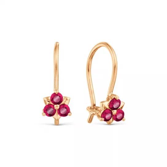 Серьги детские с фианитом из золота