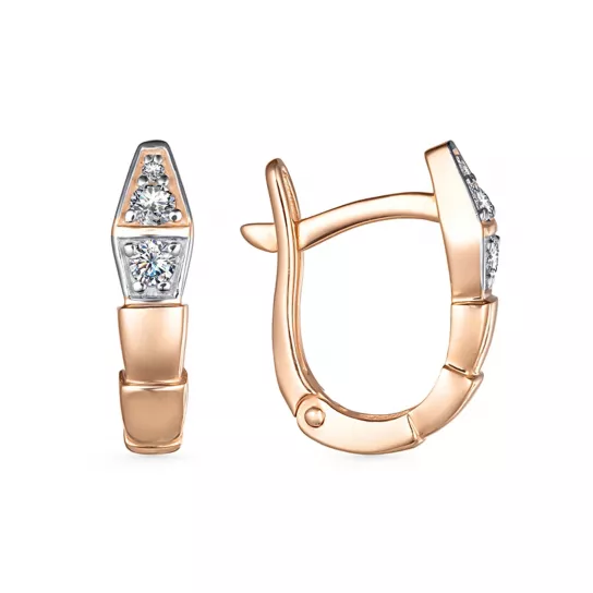 Серьги с фианитом из золота