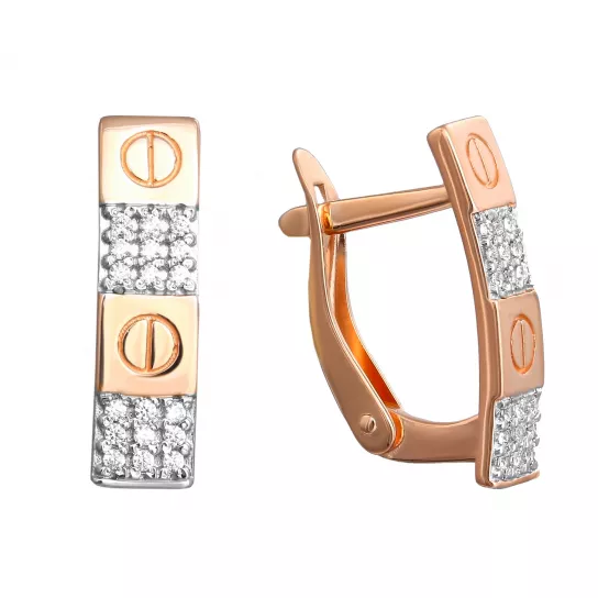 Серьги с фианитом из золота