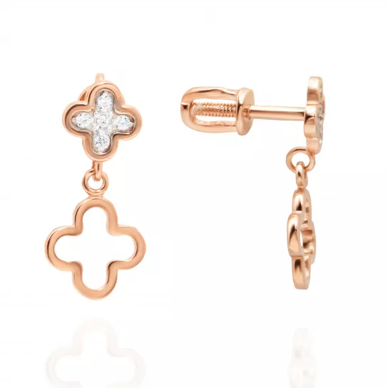 Пусеты с фианитом из золота