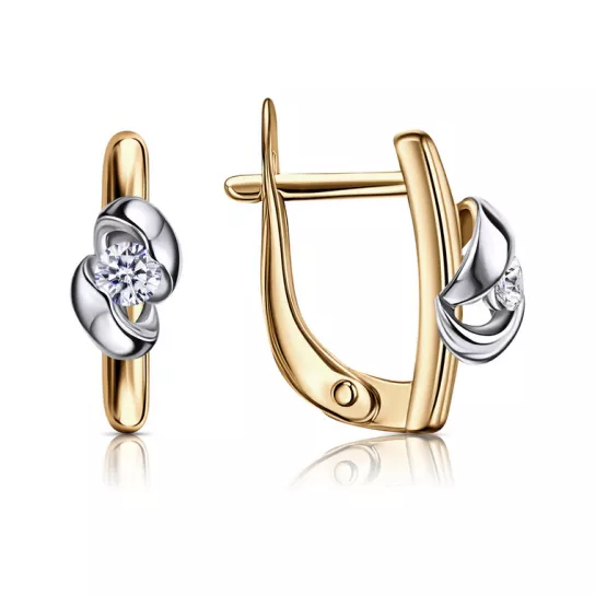 Серьги с фианитом из золота