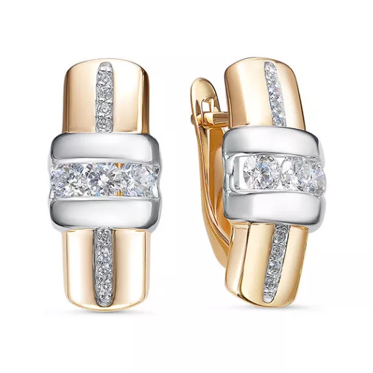 Серьги с фианитом из золота