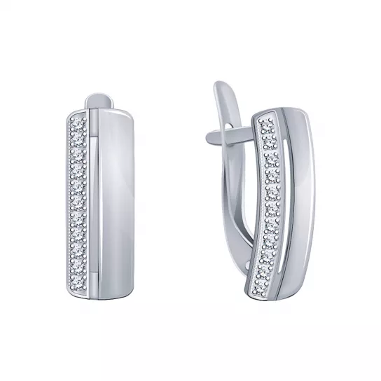 Серьги с фианитом из серебра