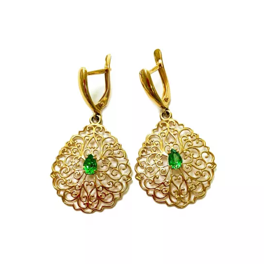 Серьги с фианитом из золота