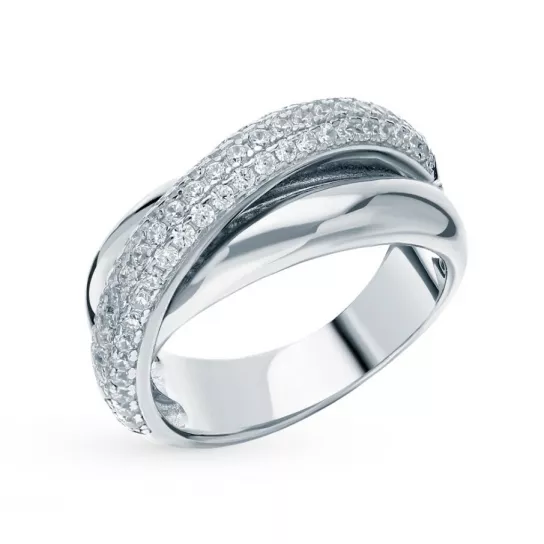 Кольцо с фианитом из серебра