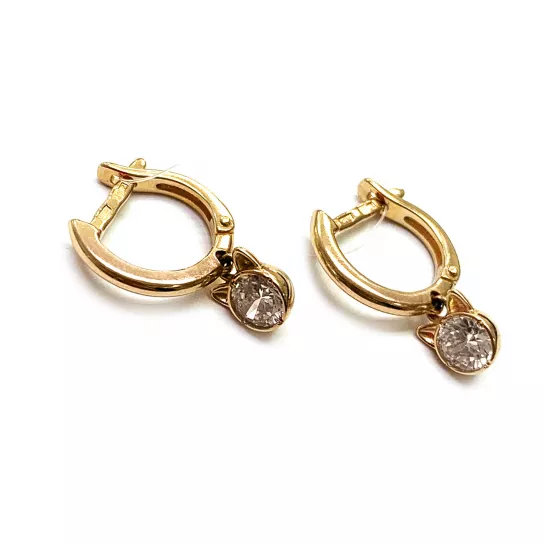 Серьги с фианитом из золота