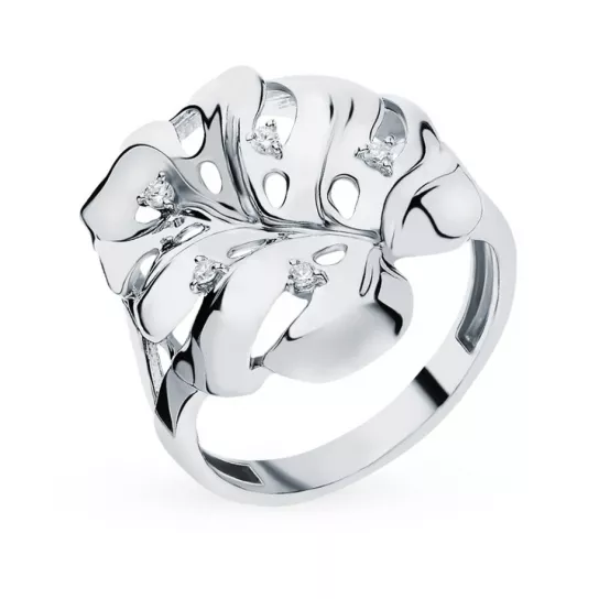 Кольцо с фианитом из серебра