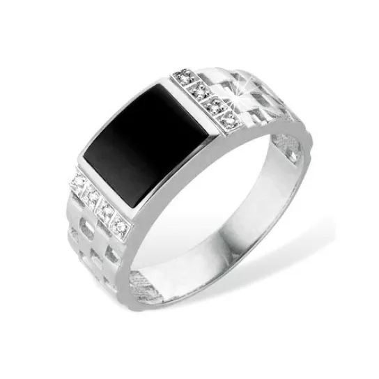 Кольцо-печатка с фианитом из серебра