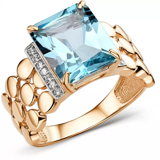 Кольцо с топазом и фианитом из золота