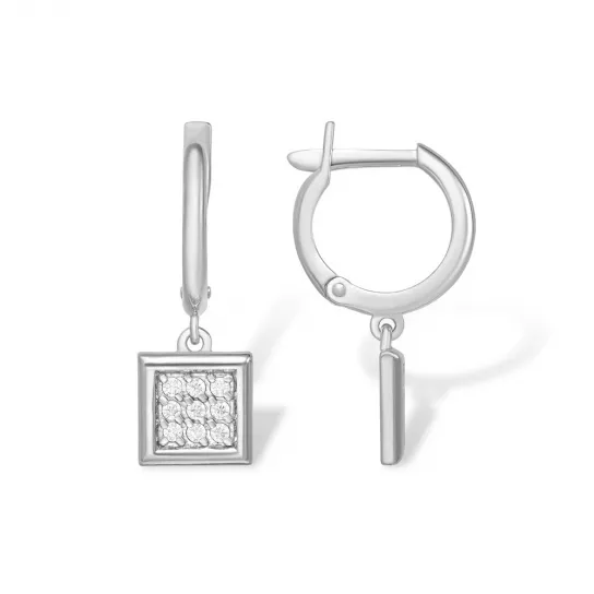 Серьги с фианитом из серебра