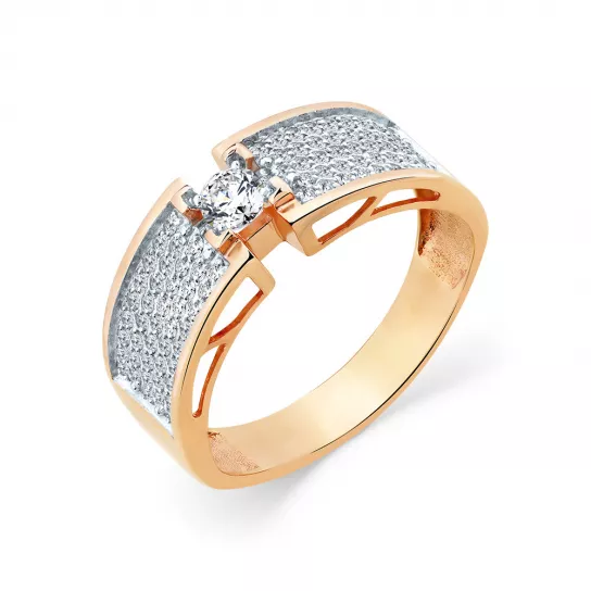 Кольцо с фианитом из золота