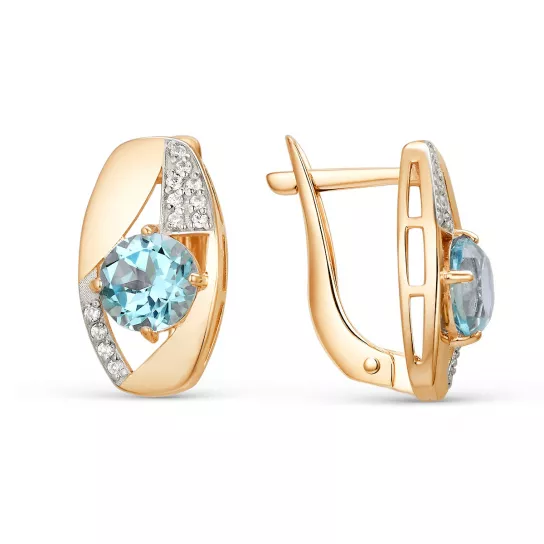 Серьги с топазом и фианитом из золота