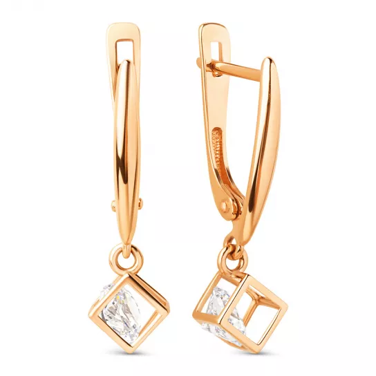 Серьги с фианитом из золота