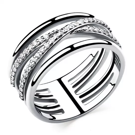 Кольцо с фианитом из серебра