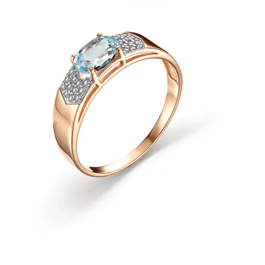 Кольцо с топазом и фианитом из золота