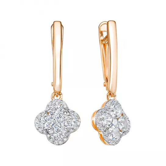 Серьги с фианитом из золота