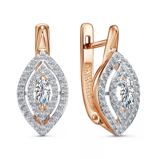 Серьги с фианитом из золота