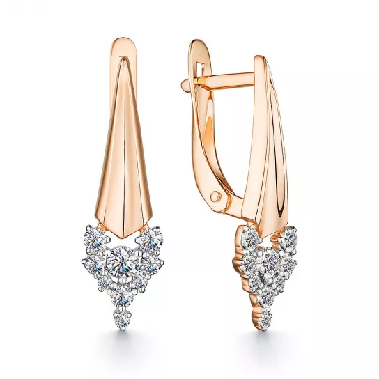 Серьги с фианитом из золота