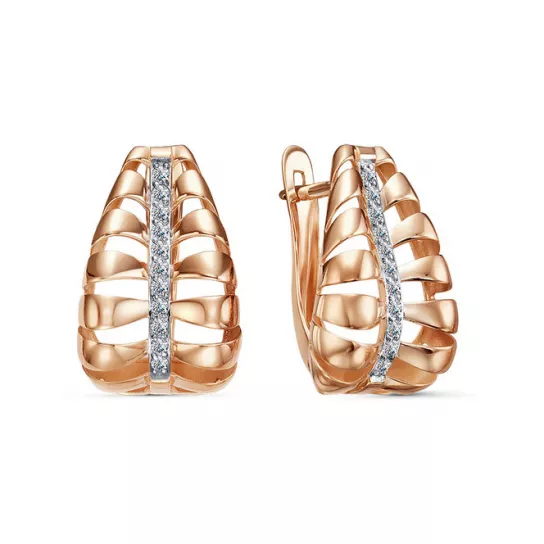 Серьги с фианитом из золота