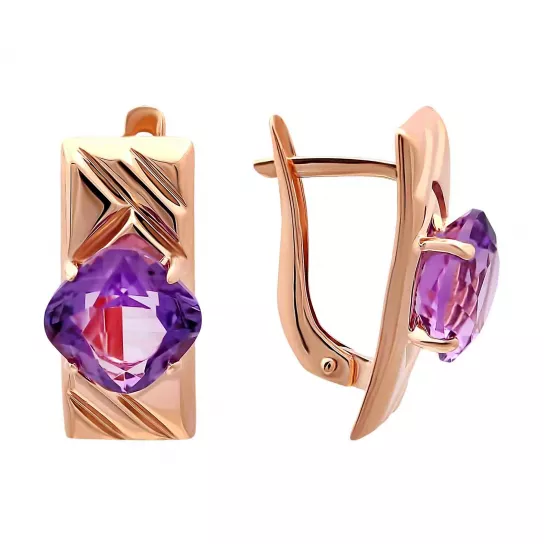 Серьги с аметистом из золота