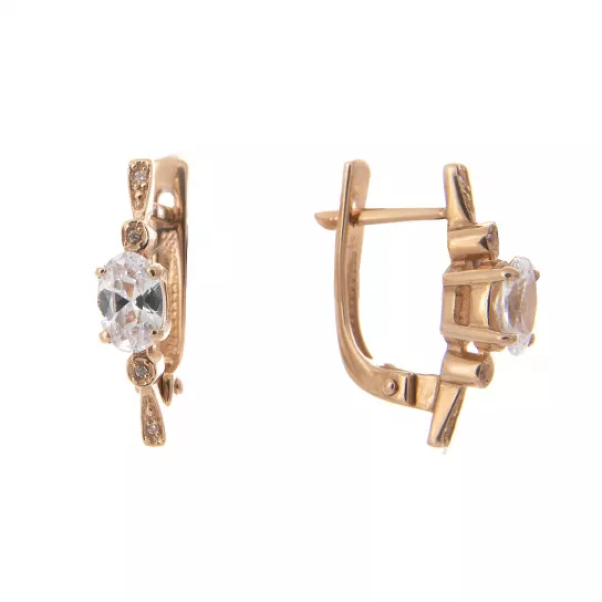 Серьги с фианитом из золота
