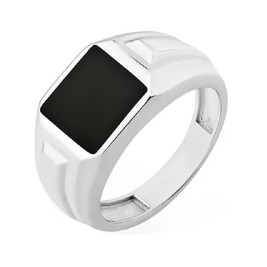 Кольцо-печатка с эмалью из серебра