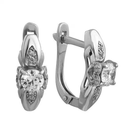 Серьги с фианитом из серебра