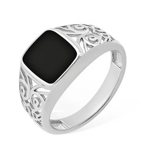 Кольцо-печатка с эмалью из серебра